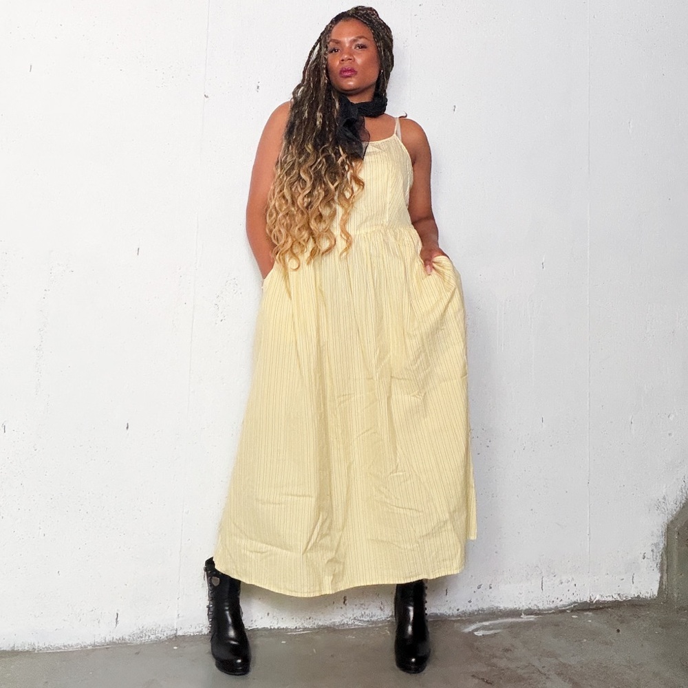 GAP Light Yellow Sleeveless Midi Dress, XL